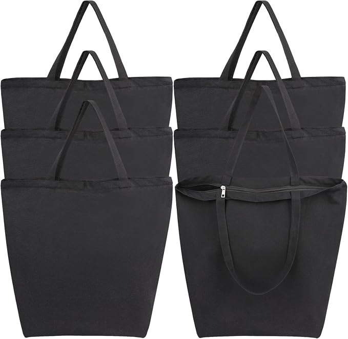 Segarty Canvas Tote Bag Bulk, 6 Pack 20x15.7 Canvas Bags for Women, Reusable Totes Aesthetic with Blank Natural Cotton Cloth for DIY, Grocery Shopping, Beach, Travel，Gift by Segarty