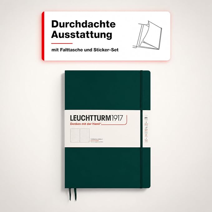 LEUCHTTURM1917 - Notebook Hardcover Master Slim A4+ - 123 Numbered Pages for Writing and Journaling (Forest Green, Dotted) - Image 5