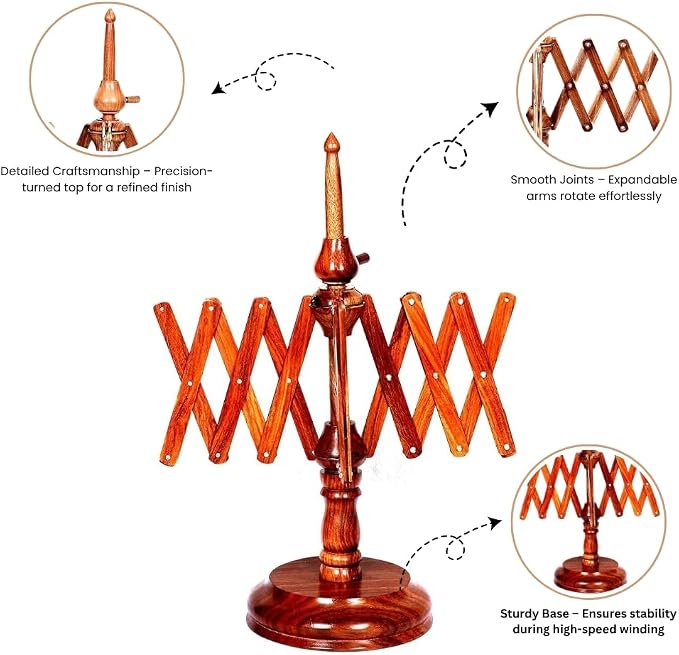 Vintage Wooden Yarn Winder for Knitting and Crocheting Wool Yarn String and Fiber Ball Winder(Rose Wood Swift) - Image 4