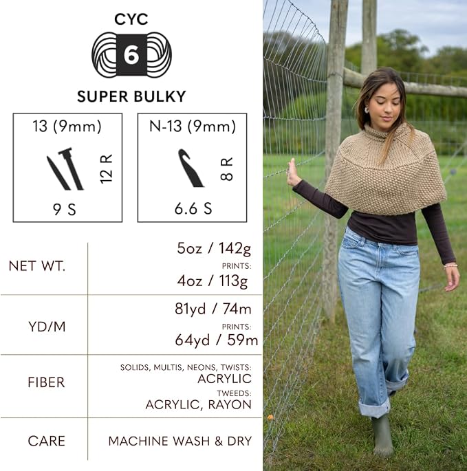 Lion Brand Yarn Hometown Yarn, Super-Bulky Yarn for Knitting, Crocheting, and Crafting, 1 Pack, Dillon Quartz | Super Bulky Acrylic Fiber for Warm Crochet Blankets, Knit Winter Hats, Chunky Cardigans, Soft Scarves, Weaving - Image 7