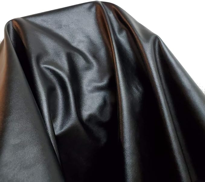 NAT Leathers | Black Garment Soft Faux Vegan Leather PU (Peta Approved Vegan) | by The Yard Synthetic Pleather 0.6 mm Nappa | 3 Yards (108 inch x 54 inch) - Image 3