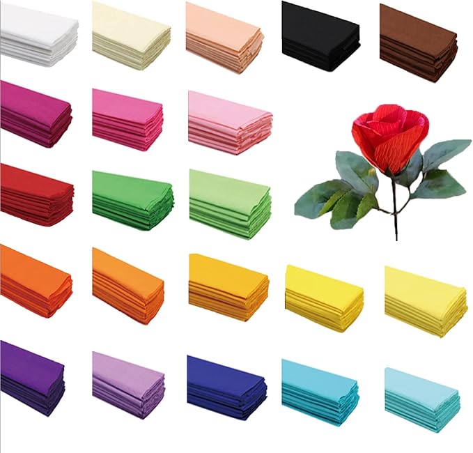 Premium Crepe Paper Party Streamers 21 Assorted Colors Large 20 Inch X 3.2 Ft. Per Sheet for DIY Crepe Paper Flowers Crafts Gift Wrapping Box Birthday Wedding Party Drop Decoration Supply(50) - Image 4