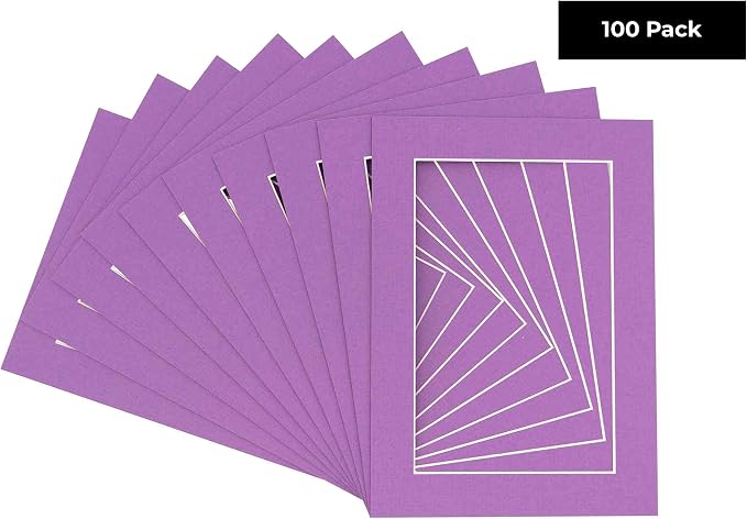 11x14 Mat for 12x18 Frame - Precut Mat Board Acid-Free Show Kit with Backing Board, and Clear Bags Dark Purple 11x14 Photo Matte For a 12x18 Picture Frame Matboard for Framing, Pack of 100 Mats - Image 2