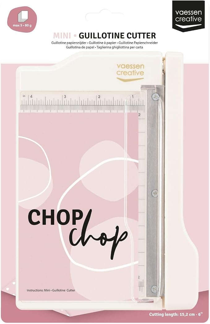 Vaessen Creative Trim Easy Mini Guillotine Cutter, 4 x 6 inches, Trimmer for Cutting Paper, Cardstock, Foam, Thin Felt, Cork Sheets and Other Craft Materials, 4 x 6, White/Pink - Image 5