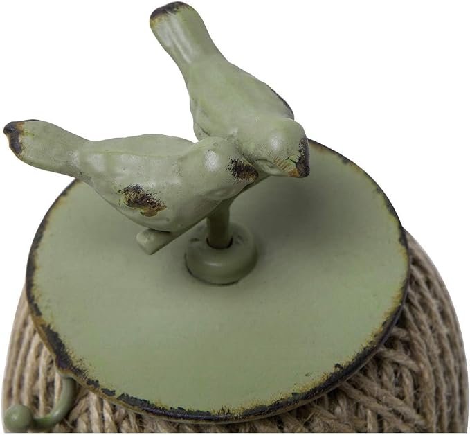 SOFFEE DESIGN Vintage Jute Twine Spool with Scissors Holder Set for Garden Farmhouse Kitchen Antique Twine and Scissors Set Green Birds - Image 8