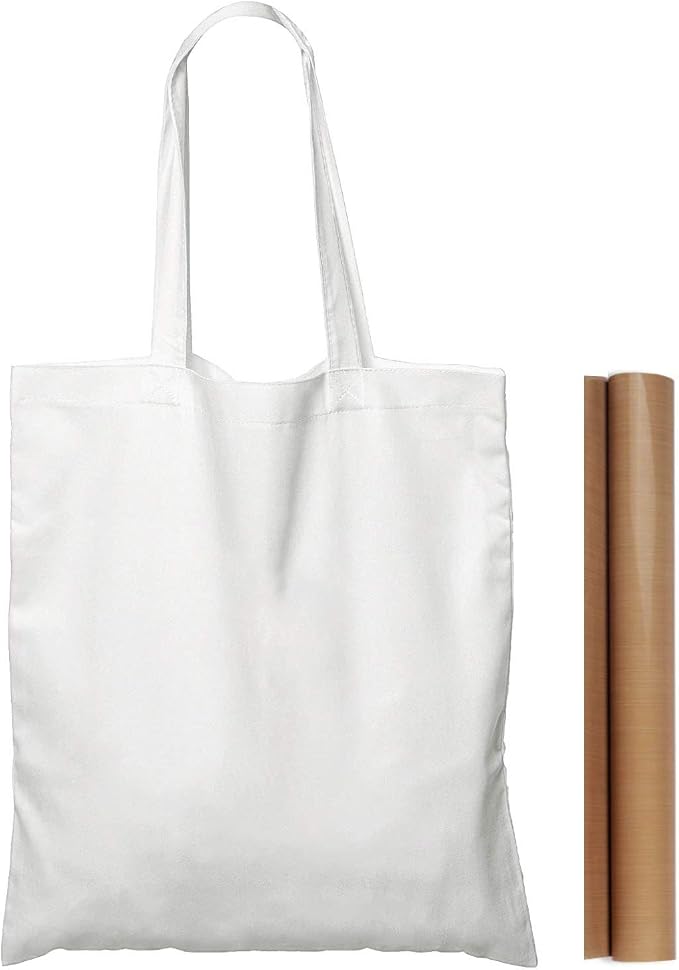 NPBAG 25 Pack 15'' X 16'' White Cotton Tote Bags, Lightweight Blank Bulk Cloth bags with 1pc of PTFE Teflon Sheet by NPBAG