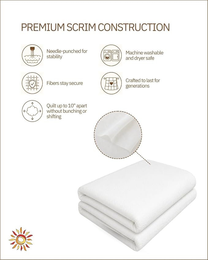 The Warm Company — Warm & White Cotton Batting — King Size 120" x 124" Pre-Cut, Premium Needle-Punched Quilt Batting for Crafts & Quilting - Image 5