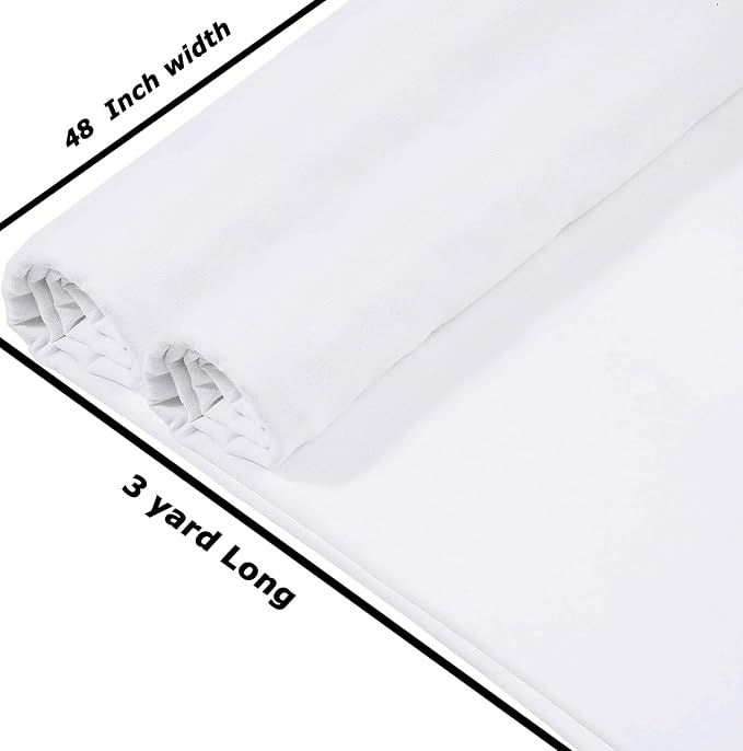 VDS 25 Yard Long, 100% Cotton Muslin Fabric 48” Inch Wide, White Bleached Medium Weight Fabric Linen Textile for Backing Material Quilting Sewing Draping Apparel Cloths Crafts DIY Multipurpose - Image 2