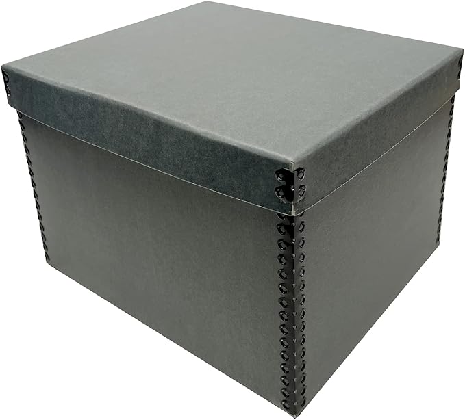 Lineco Record Storage Box 12x15x10 inch, Acid-Free Gray Boxboard, 1 Pack | Extra-Durable Filing Archival Cartons for Long-Term Storing Important Documents, Papers, Photos, Albums, Artworks or Prints by Lineco