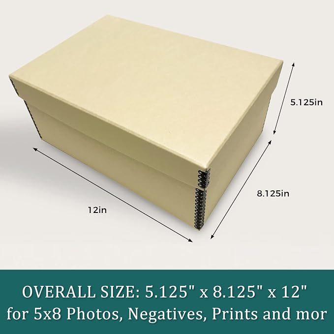 Golden State Art, Archival Photos Storage Boxes, 5"x8"x12", Tan | Acid-Free Card Preservation Box with Removable Lid, for Storing Artwork Pictures Prints Negatives Documents and Paper - Image 2