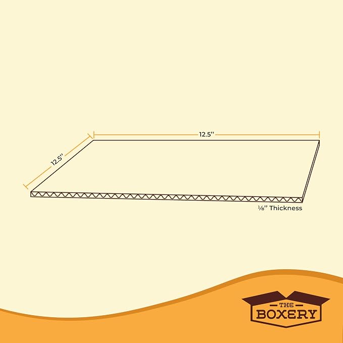 The Boxery Corrugated Cardboard Sheets 12.5 x 12.5" - (1/8" Thick) | 200 Sheets | LP Insert Pads, Brown, Frame Backing, DIY Projects, Arts and Crafts, Dividers, Mailing, Packing Protection - Image 3