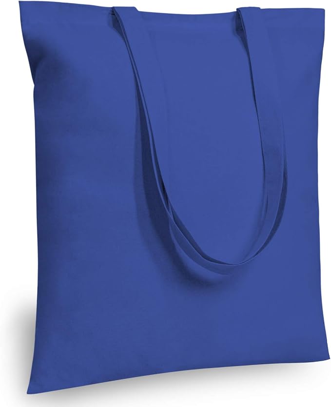 TOPDesign 5-Pack Economical 16"x15" Blue Cotton Tote Bag, Lightweight Medium Reusable Grocery Shopping Cloth Bags, Suitable for DIY, Advertising, Promotion, Gift, Activity by TOPDesign