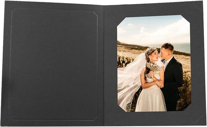 Golden State Art 50 Pack, Black with Gold Lining, Cut Corner Photo Folders for 6x8/8x10 Pictures, Perfect for Weddings, Birthdays, Christmas, Graduation, and Special Events - Image 2