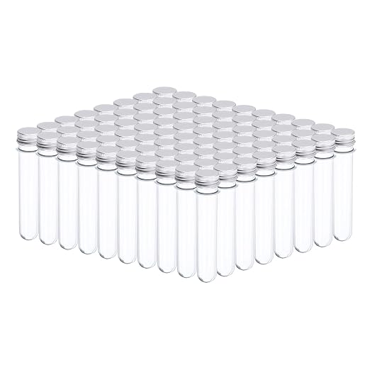 PATIKIL 80Pcs 45ml Plastic Test Tube with Screw Caps, 140x25mm Tubes Aluminum Lid, for Scientific Experiments Party Decoration Candy Bead Storage Bath Salt by PATIKIL