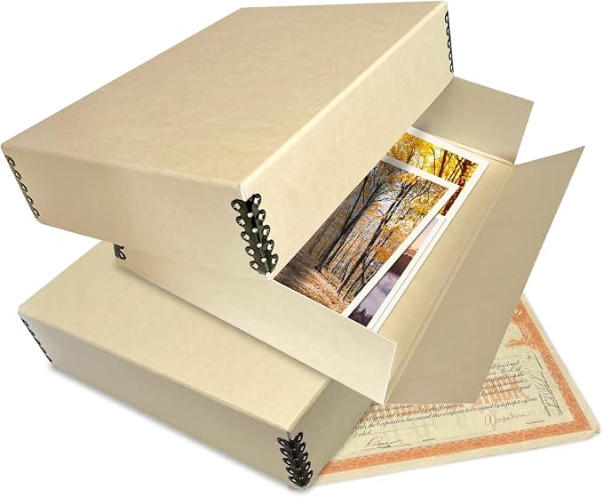 Lineco Museum Archival Storage Box, Drop Front, 9.75x12.75x3 in, Tan | Acid-Free with Metal Edge, Preserves Picture Longevity, Organize Photos, Newspapers, Prints, Documents, Crafts, DIY - Image 9