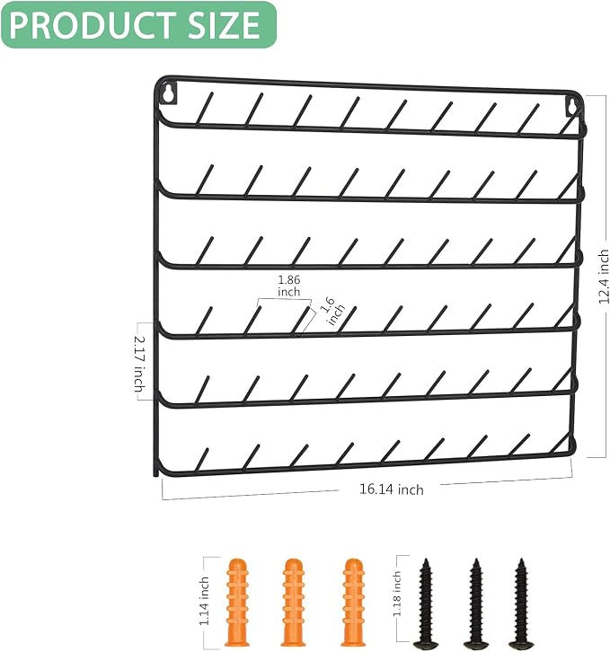MOOACE 54 Spools Thread Rack Set of 2, Metal Thread Holder Organizer with Hanging Hooks for Embroidery Quilting and Sewing Threads, Black - Image 2