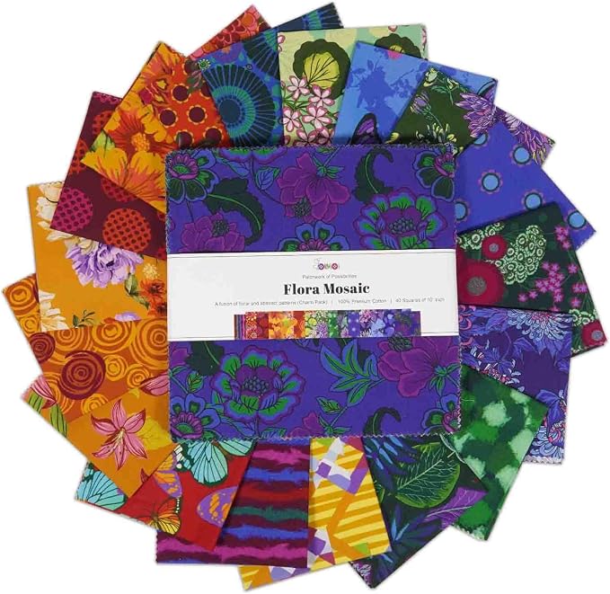 Soimoi 40 Pcs Cotton Fabric Squares Bundles Charm Packs for Quilting, Fat Quarter Layer Cakes, Precuts Quilt Squares 5 x 5 inches, DIY Fabric Bundle - Blue Harmony - Image 9