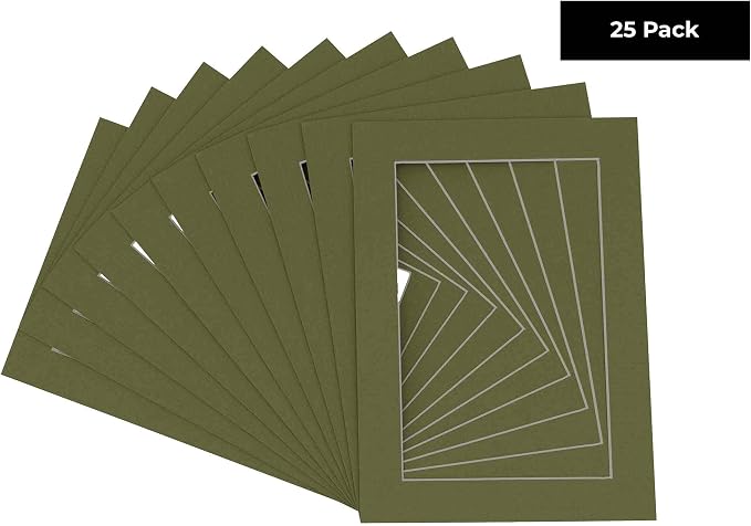 11x14 Mat for 12x16 Frame - Precut Mat Board Acid-Free Dill Green 11x14 Photo Matte For a 12x16 Picture Frame, Premium Matboard for Family Photos, Show Kits, Art, Picture Framing, Pack of 25 Mats - Image 2