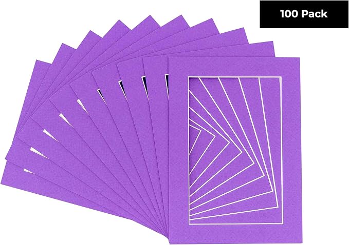 8x10 Mat for 12x16 Frame - Precut Mat Board Acid-Free Purple 8x10 Photo Matte Made to Fit a 12x16 Picture Frame, Premium Matboard for Family Photos, Show Kits, Art, Picture Framing, Pack of 100 Mats - Image 2