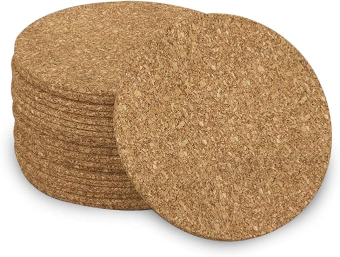 Flowe Cork Tiles, Self-Adhesive Backing for Coasters, Tiles, Wall Bulletin Boards, Natural, 4" Diameter (1000) by FRANKLOWE