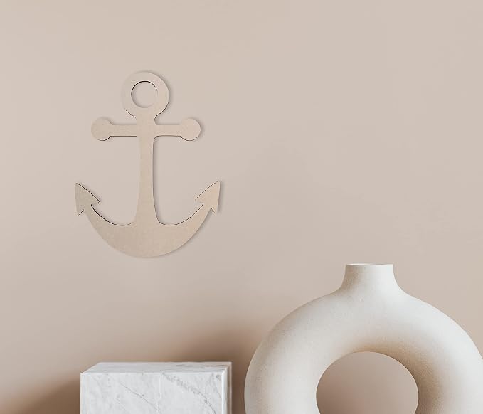 Jess and Jessica Wooden Anchor Wall Art 16 Inches – Home Decor Accent for Wall Hanging and DIY Crafts, Unfinished MDF Anchor Wood Cutout for Living Room, Bedroom or Nautical Seaside Decor - Image 5