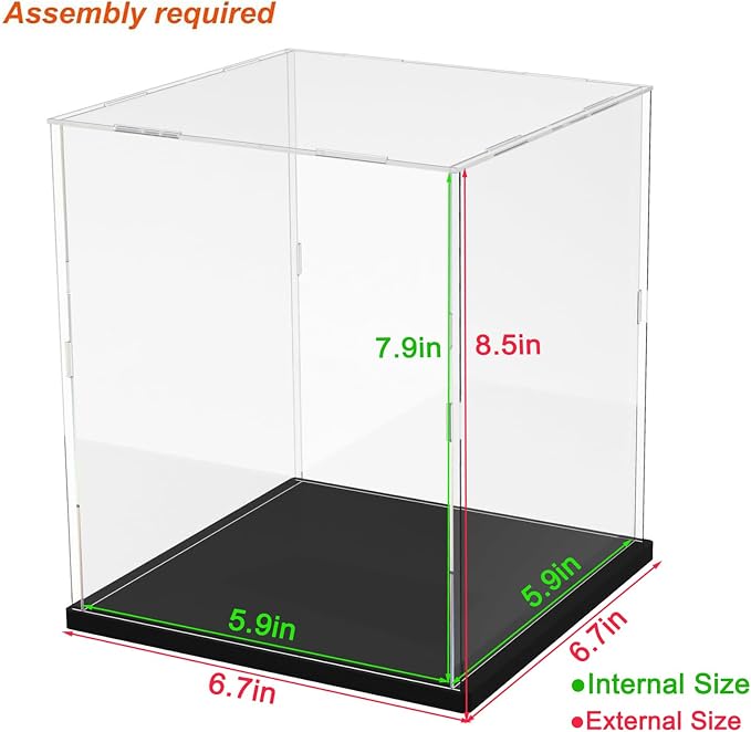 Thickened 3mm Clear Acrylic Display Case for Lego 43014 43022 Collectibles | Transparent Box for Scuderia Ferrari HP Helmet 72046 75439 75328 Dustproof Protection with Led, Black Inside 5.9x5.9x7.8 in - Image 2