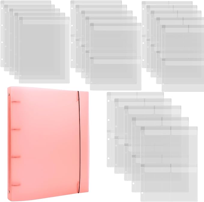 A4 Dies and Stamps Storage Book Binder Folder, Page Protectors Pockets Inserts Organizer for Cutting Dies Stencil Album Stamp Crafts, 1Pcs Orange Storage Book Cover & 20 Inserts with 1/2/3/4 Pockets by CYFUNDESIGN