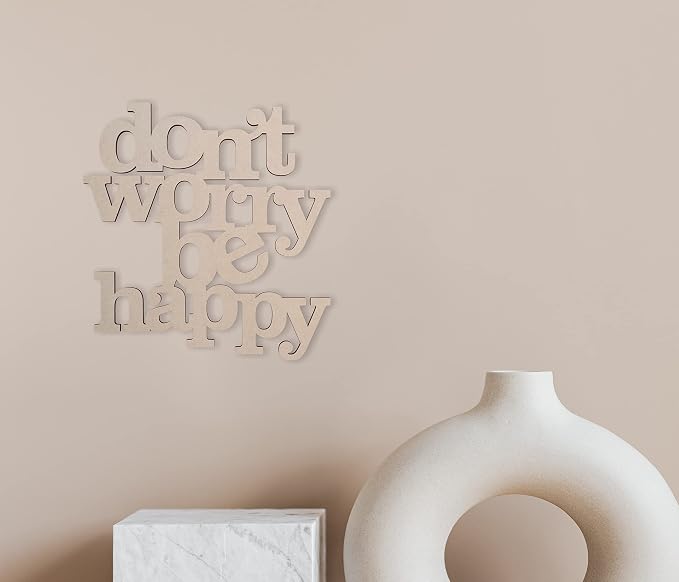 Jess and Jessica Don’t Worry Be Happy Wooden Sign 24" x1/4" Long – Home Decor Accent for Wall Hanging and DIY Crafts, Unfinished MDF Wood Cutout for Room Decor in Living Room or Home Office Use - Image 5