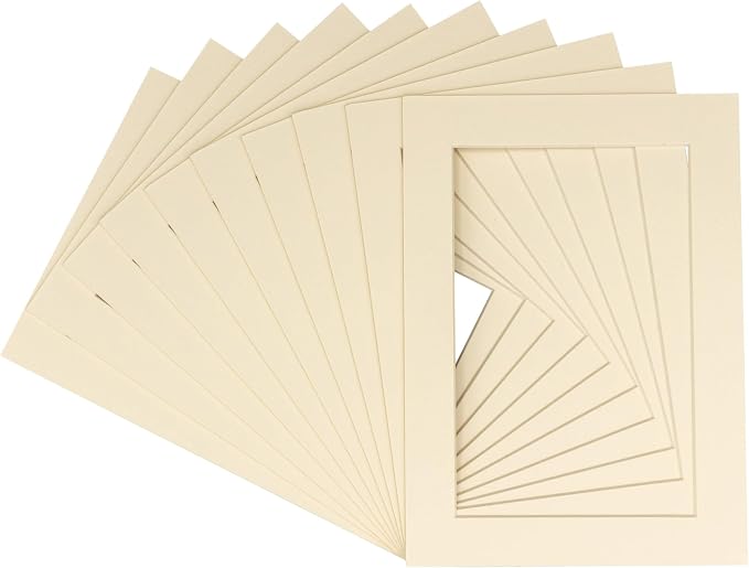 5x7 Mat for 8.5x11 Frame - Precut Mat Board Acid-Free Textured Cream 5x7 Photo Matte For a 8.5x11 Picture Frame, Premium Matboard for Family Photos, Show Kits, Art, Picture Framing, Pack of 10 Mats - Image 3