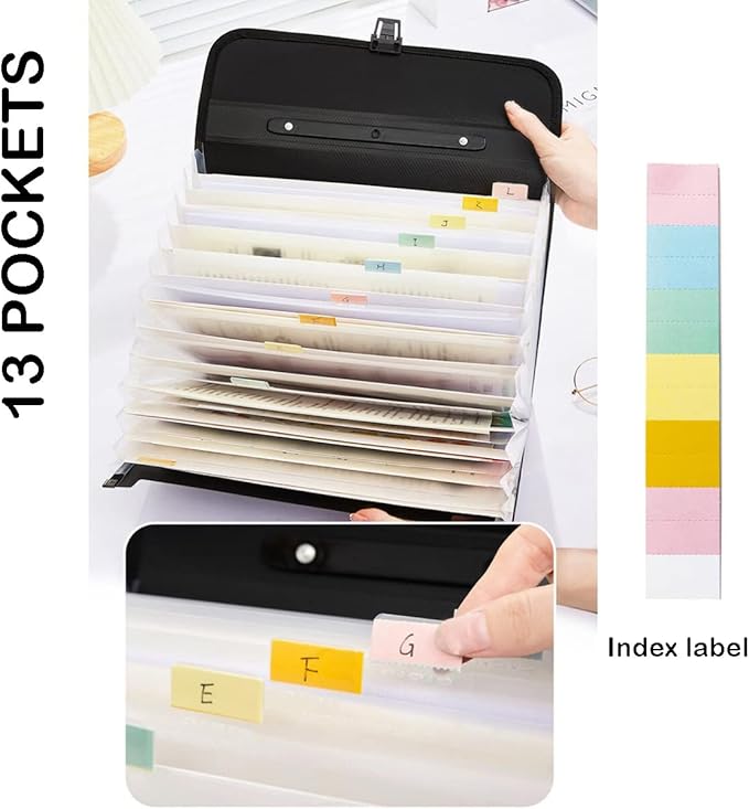 2 Pack Extra Large Legal Size/Foolscap 12 Pockets Accordion File Organizer with Handle, TRANBO Portable Expanding File Folder, Expandable Plastic Document Organizer for Travel School Office - Image 3