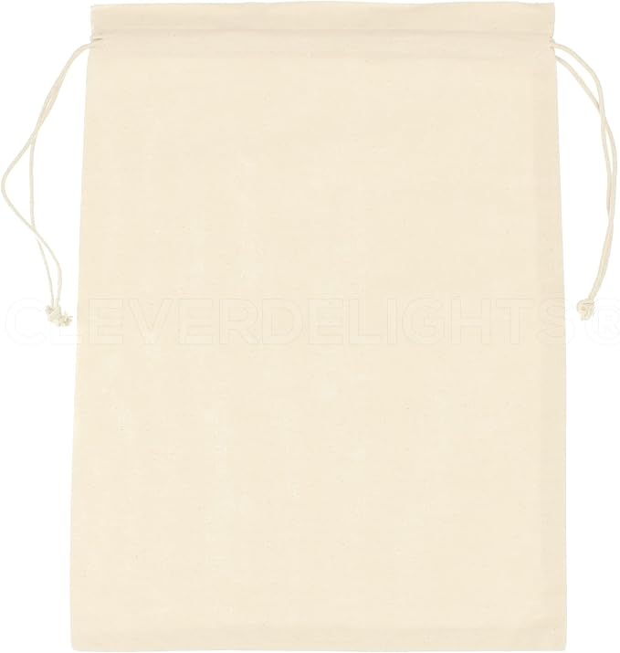 CleverDelights Cotton Bags - 12" x 16" - 50 Pack - Premium Muslin Drawstring Bag - Image 2