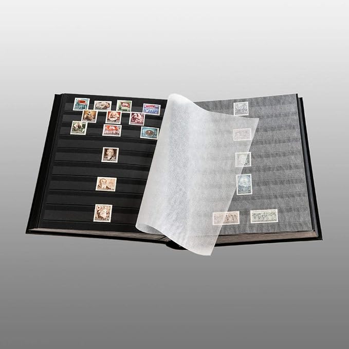 Prophila Stamp Album Stockbook 60 Black Sides, Leatherette Padded Red Cover - Image 4