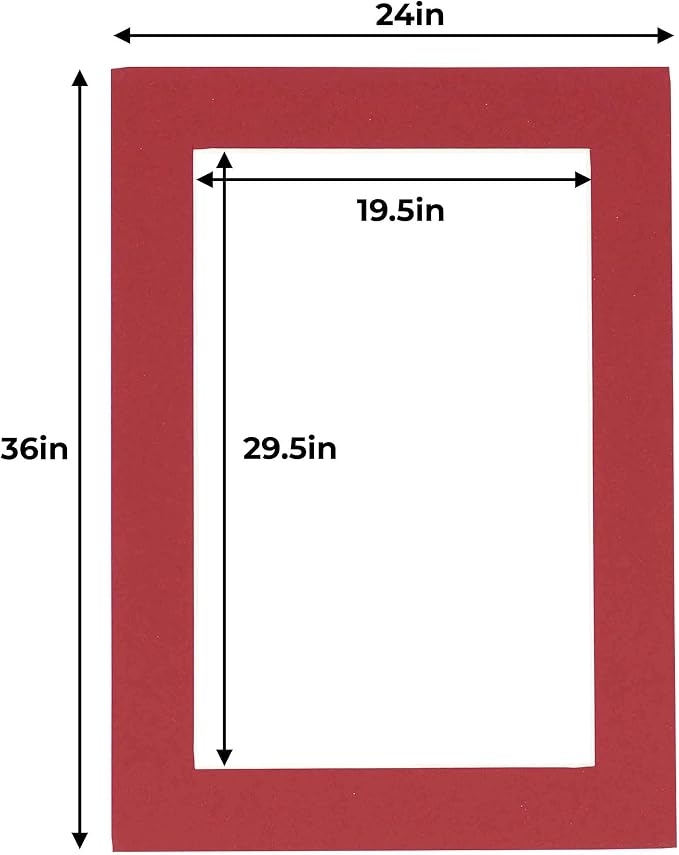 20x30 Mat for 24x36 Frame - Precut Mat Board Acid-Free Deep Red 20x30 Photo Matte Made to Fit a 24x36 Picture Frame, Premium Matboard for Family Photos, Show Kits, Art, Picture Framing, Pack of 1 Mat - Image 4