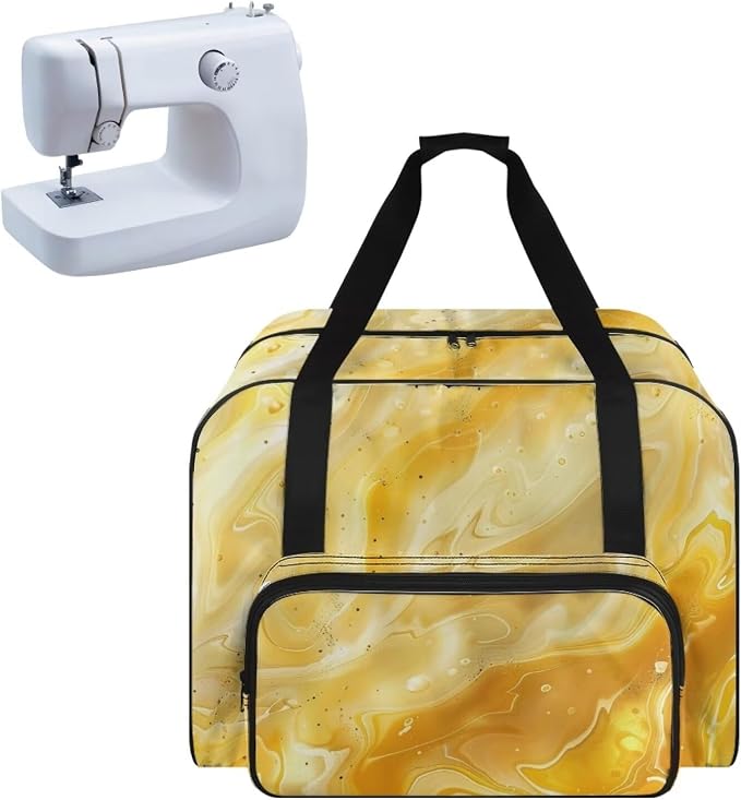 Yellow Marble Sewing Machine Carrying Case Cover Dust Cover with Convenient Pockets for Sewing Accessories Scissors Crochet Hooks by Unknown
