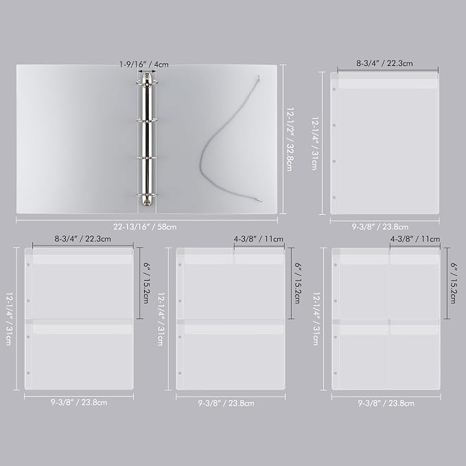 A4 Die Storage Book Binder,Die&Stamp Storage Folder,Page Protectors Pockets Inserts Organizer for Cutting Dies Stencil Album Stamp Crafts,1PCS Storage Book Cover&20PCS Inserts with 1/2/3/4 pockets - Image 2