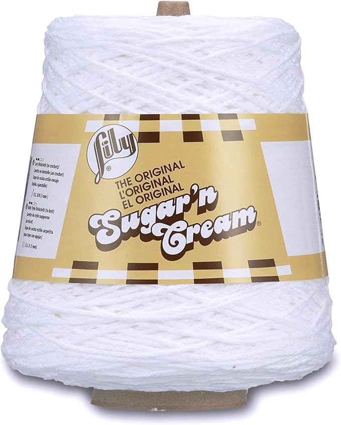 Lily Sugar'n Cream Cone Cotton Yarn for Dishcloths, White | #4 Worsted Yarn, 100% Cotton Cone Yarn for Crochet, Knitting, Dishcloths and Crafts, 674 Yards, 400g/14.11oz, 1-Pack by Lily