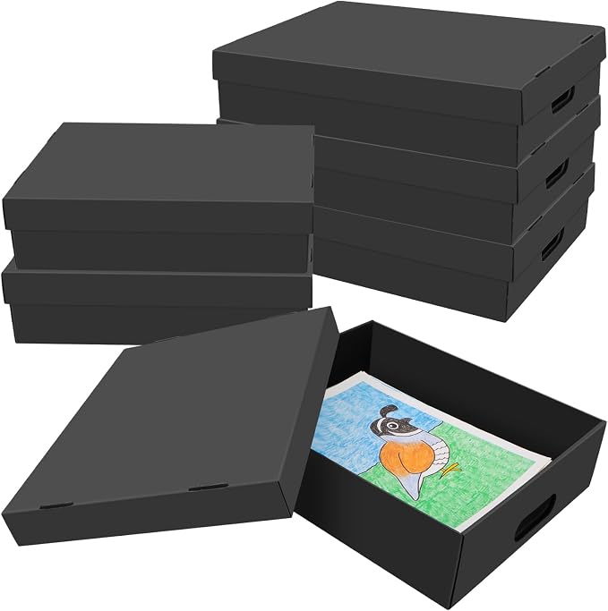 6PCS Photo Storage Box,14.8“ x 12.2“ x 3.9“ Photo Keepsake Storage Box Sturdy Picture Box Store and Protect Pictures,Documents Black - Image 8