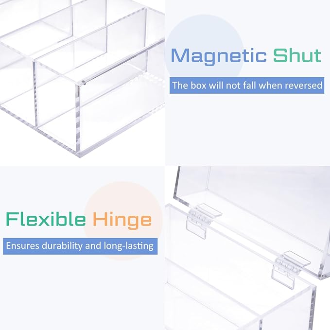 Mooliwe Index Card Holder Clear Acrylic Card Organizer 50 Pcs Divider Sheets for Desk File Note Holders, 4 Compartments Holds 600 Cards (5 x 8 Inch) - Image 4