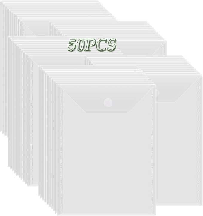 BAOFALI 50 Pcs/Set 7x9.4inch Clear Stamp and Die Storage Pockets, Stamp Storage Bags, Plastic Envelopes, DIY Scrapbooking Storage Die Cuts for Stencil Storage Card Making Cutting Dies by BAOFALI