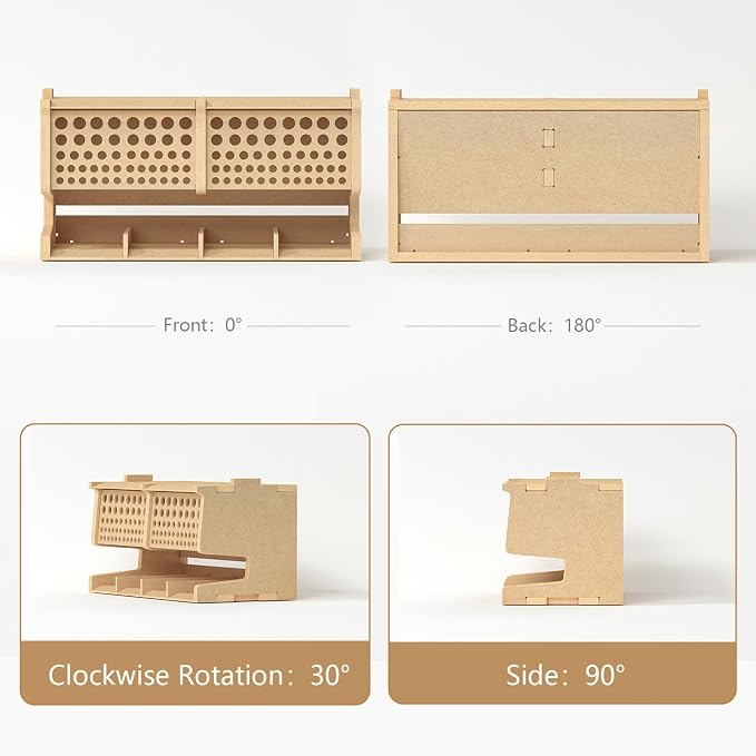 Wooden Model Kit Tool Storage Rack with 100 Holes, Brush/Paint Organizer with MDF Material, Craft Supplies Storage, Brush/Tool Holder, Suitable for Tamiya/Gundam Tools, GK6 - Image 7