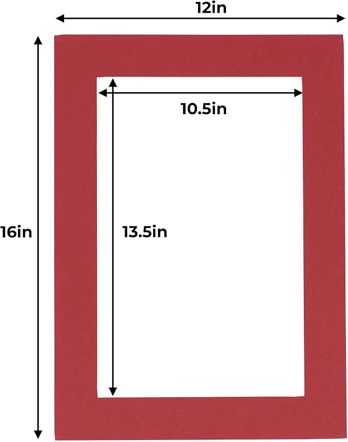 11x14 Mat for 12x16 Frame - Precut Mat Board Acid-Free Show Kit with Backing Board, and Clear Bags Deep Red 11x14 Photo Matte Made to Fit a 12x16 Picture Frame Matboard for Framing, Pack of 25 Mats - Image 4