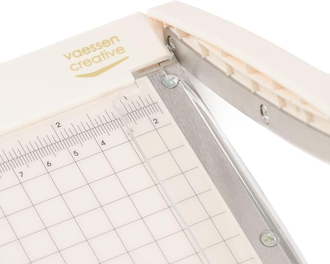 Vaessen Creative Trim Easy Mini Guillotine Cutter, 4 x 6 inches, Trimmer for Cutting Paper, Cardstock, Foam, Thin Felt, Cork Sheets and Other Craft Materials, 4 x 6, White/Pink - Image 3