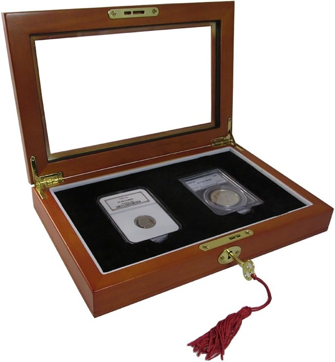 Two Certified or Slab Coin Box with Glass Top and Lock by Guardhouse