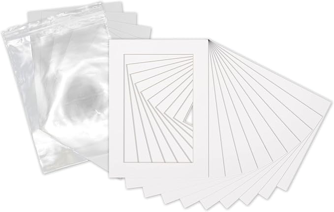 11x14 Mat for 12x16 Frame - Precut Mat Board Acid-Free Show Kit with Backing Board, and Clear Bags White 11x14 Photo Matte Made to Fit a 12x16 Picture Frame Matboard for Framing, Pack of 100 Mats by PosterPalooza
