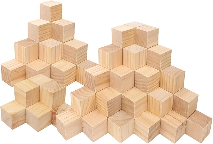 84 PCS Premium 2 Inch Wooden Cubes, Natural Pine Wood Cubes for Crafts, Wood Blocks Ready for Artistic DIY Projects-Unleash Creativity with Blank Wood Blocks by Geytetqi