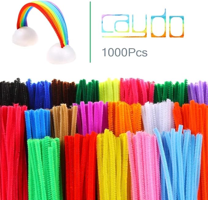 Caydo 1000 Pieces Pipe Cleaners Bulk Assorted 20 Colors Chenille Stems | for Kids Creative Arts and Crafts Projects and Home Decorations(6 mm x 12 inch) - Image 2