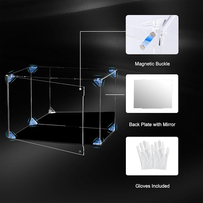 Acrylic Display Case Clear Action Figure Display Case with Mirrored Back, Dustproof Protection Display Box Alternative Glass Case for Collectibles Figures Models Doll Toys (12x8x8 inch, 30x20x20 cm) - Image 3