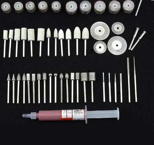52pcs Diamond Mounted Burr Sets for Jade/Stone/Jewelry Making, Engraving, Polishing and Buffing Fit Dremel Rotary Tools