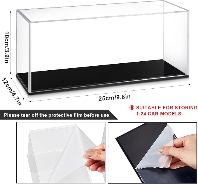 2 Pcs 1:24 Clear Acrylic Model Car Display Case | Acrylic Display Boxes for Vehicle Model Thick Model Car Case Dustproof Showcase with Black Base for Collectibles Memorabilia - Image 2