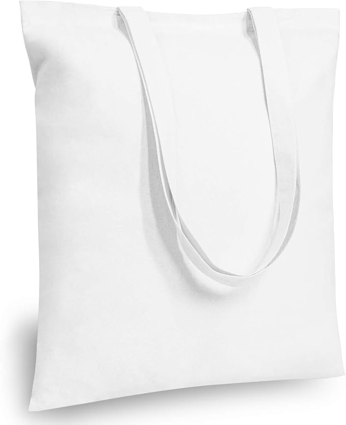 TOPDesign 12-Pack Economical 16"x15" White Cotton Tote Bag, Lightweight Medium Reusable Grocery Shopping Cloth Bags, Suitable for DIY, Advertising, Promotion, Gift, Activity by TOPDesign